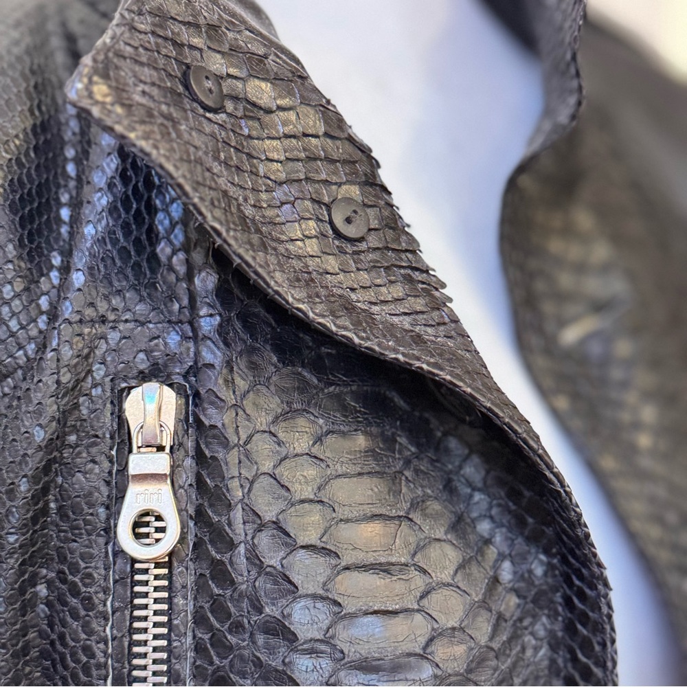 Black Snakeskin Leather Jacket - Picture 6 of 10